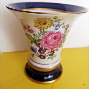 Vintage  Royal Dux Bohemia Pink Rose hand painted Vase  5 1/2" tall